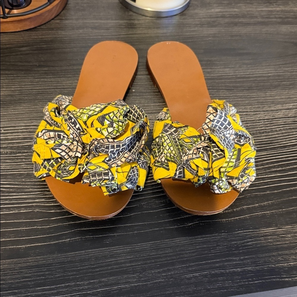Zara Yellow and Black exotic print Women's Sandals